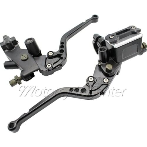 Universal Handlebar 7/8" 22mm Motorcycle Pump Master Cylinder Kit Reservoir Long Brake Clutch Levers Set For Suzuki Black