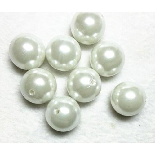 Choose size) 6mm/8mm/10mm/12mm/14mm/16mm/18mm/23mm/25mm Pure white color Acrylic Pearl Beads