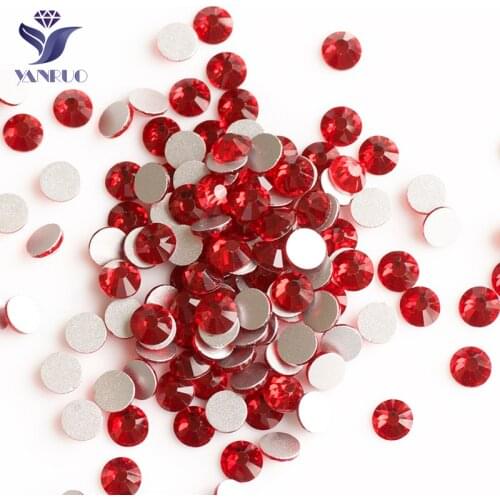 YANRUO SS30-SS34 288pcs Red Color Flatback Rhinestones Non Hot-Fix Siam Strass Rhinestones For Dresses