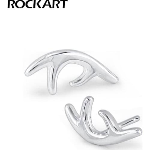 ROCKART Pure Silver Antlers Stud Earrings Cute Simple Romantic Jewelry For Girls Women Christmas Gift Winter Collection Daily