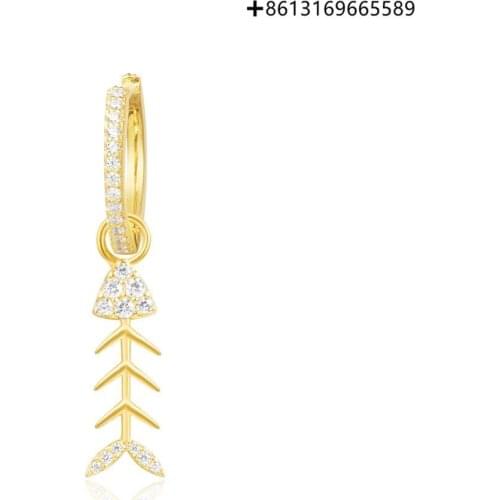 100% 925 Sterling Silver Original Replica 1:1 Small Fish Bone Fashion Personality Earrings Factory Direct Batch Free