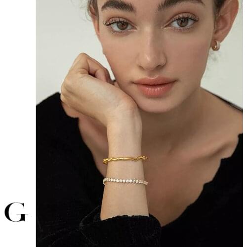 GHIDBK Minimalist Statement Irregular Bangle Bracelets Simple Dainty Elegant Hammered Bracelet for Women Street Style Bangles