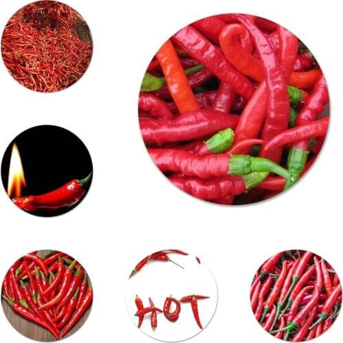 58mm Red Hot Chili Too Spicy Icons Pins Badge Decoration Brooches Metal Badges For Clothes Backpack Decoration
