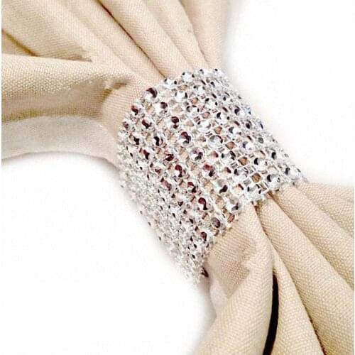 Gold Silver Napkin Buckle Napkin Ring Chairs Buckles Hollow 8 Row Net Diamond Napkin Buckle Wedding Festival Hotel Food Supplies