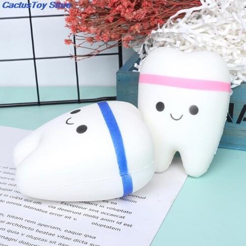 Teeth Antistress Soft Squeeze Bread Toy 1pc Rainbow Tooth Slow Rising Cartoon