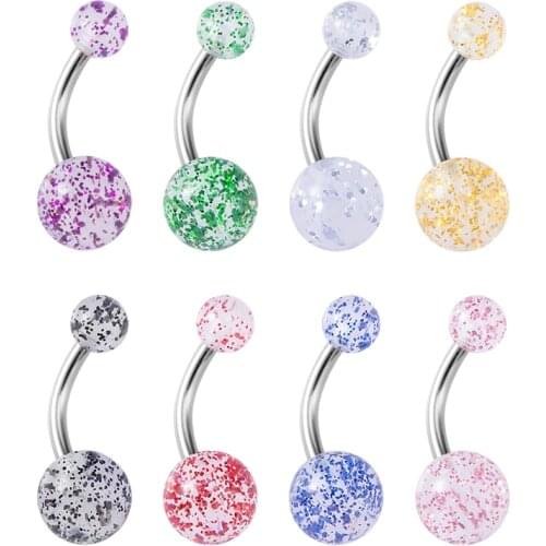 10-50pcs Navel Ring Acrylic Belly Piercing Stainless Steel Belly Button Rings Bar Ombligo Sexy Stud Women Body Jewelry Gift 14G