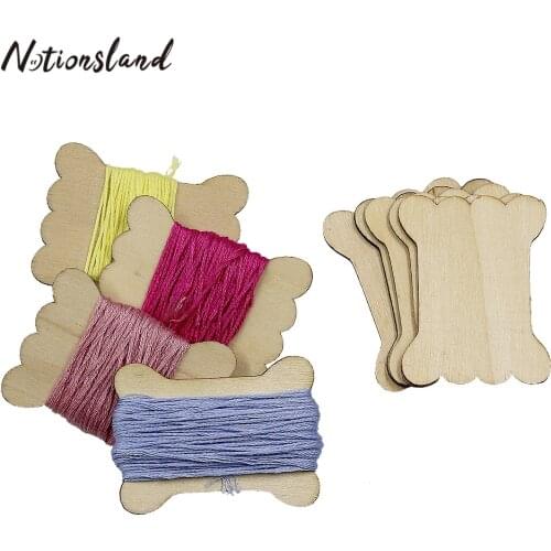 10pcs Wooden Embroidery Floss Thread Card Cross Stitch Thread Bobbin Storage Holder Sewing Thread Board Card Craft Kit