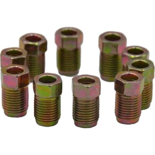 10 Packs 10mmx1mm Brake Pipe Screw Nuts For Braking Steel Tube Brakes Golden
