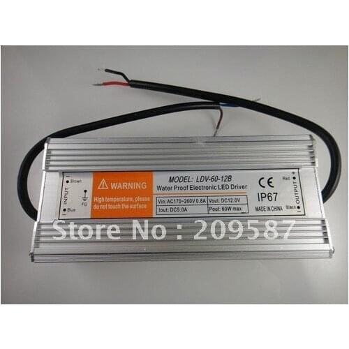 12V 5.0A 60W Waterproof Electronic LED Driver Transformer Power Supply