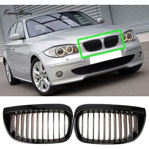 1 Pair Car Gloss Black Front Bumper Kidney Grille Racing Grills Cover for BMW E87 E81 1 Series 2004-2011 Auto Exterior Parts