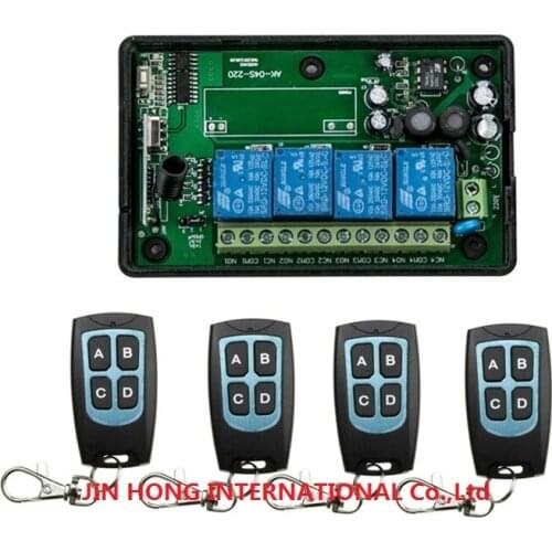AC85--260V 4CH RF Wireless Remote Control System / Radio Switch remote switch Learning code receiver Motor and pump