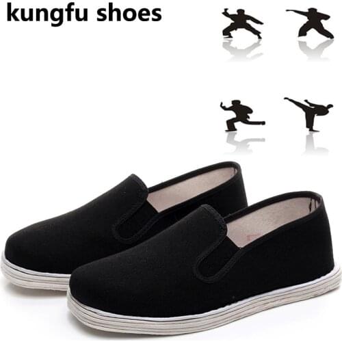 Black multi-layer cotton sole manual Shaolin Monk Wushu Training Shoes Tai Chi Martial arts cloth Shoes Kung fu Sports Sneakers