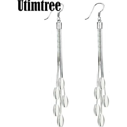 Utimtree Long Earrings for Women Party Jewelry Gift Tassel Sterling Silver Dangle Earring Costume Accessory Brinco Drop Shipping