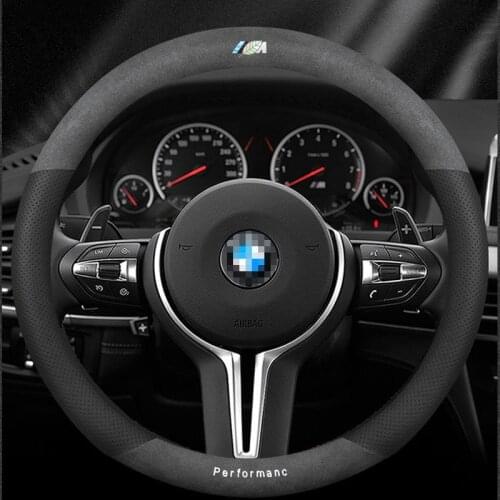 For BMW ///M 3D Laser Printing Logo Cow Leather Car Steering Wheel Cover Fit E90 F01 F06 F10 F15 F16 F20 F21 F25 F26 F30 F32 F82