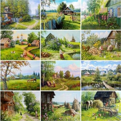 Evershine 5D DIY Diamond Embroidery House Mosaic Art Diamond Painting Farm Landscape Cross Stitch Spring New Year Decoration