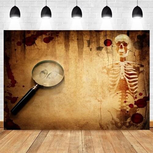 Yeele Halloween Backdrop Photocall Blood Skull Dead Body Magnifier Black Line Background Photography Photo Studio Photophone