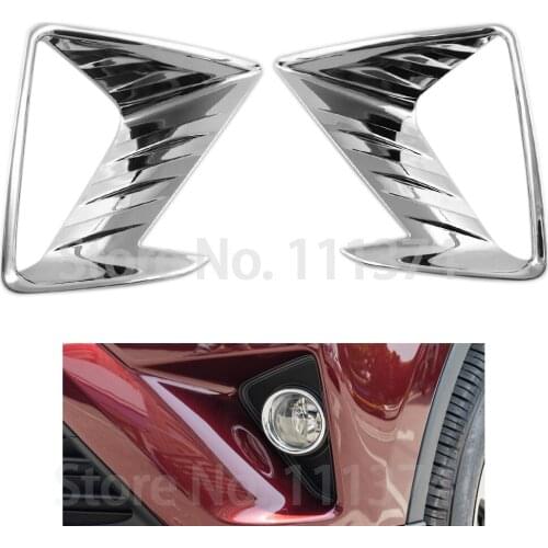 Chrome Front Fog Light Frame Trim For Toyota RAV4 2016 2017 2018 ABS Carbon Look Decoration Accessories