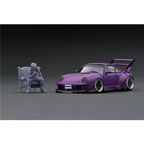 IG 1:43 RWB 993 Matte Purple (S1-Wheel) With Mr. Nakai sitting on sofa
