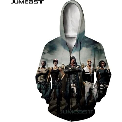 Jumeast Brand Men/Women 3D Printed Pubg Long Sleeve Jacket Sport Pullover Fashion Spring Zipper Hoodies