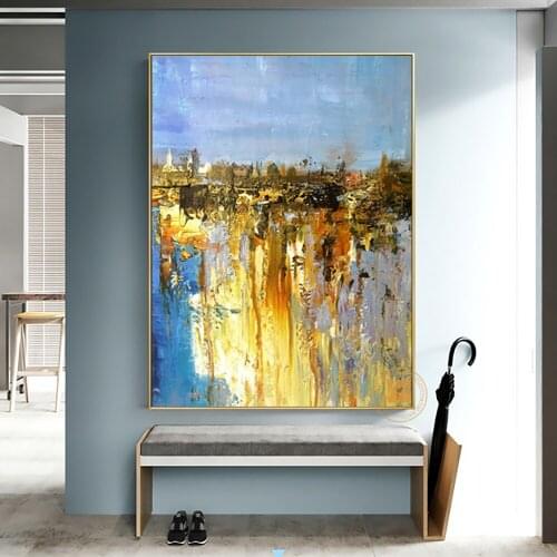 Oil painting landscape blue wall art canvas original artwork cuadros decoracion salon picture decoration living room bedroom