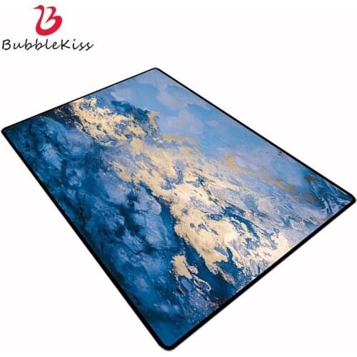 Bubble Kiss 2020 New Modern Carpets for Living Room Customize Home Decor Area Rugs Blue Gold Sea Water Pattern Carpet Floor Mat