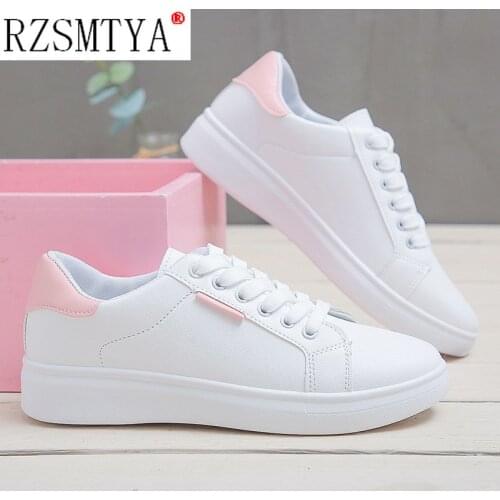 Fashion Shoes Womens Vulcanize Shoes Spring New Casual Classic Solid Color PU Leather Shoes Women Casual White Shoes Sneakers