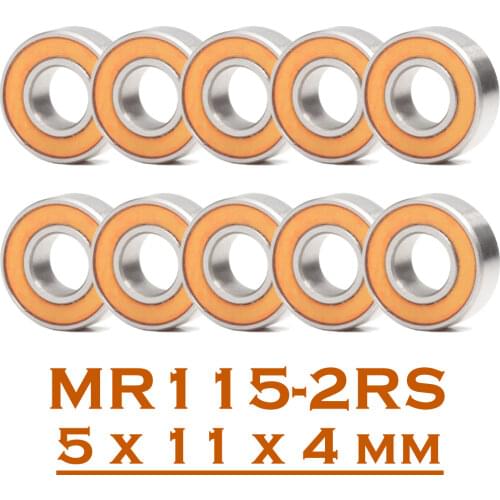 MR115RS Bearing 10PCS 5x11x4 mm ABEC-3 Hobby Electric RC Car Truck MR115 RS 2RS Ball Bearings MR115-2RS Orange Sealed