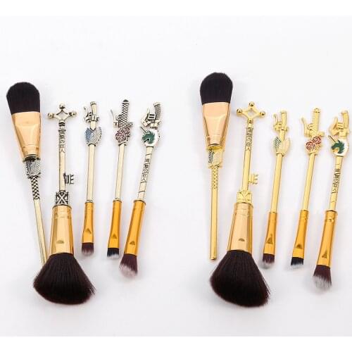 5Pcs Metal Handle Makeup Brush Set Animation Peripheral Makeup Tools Girl Gift