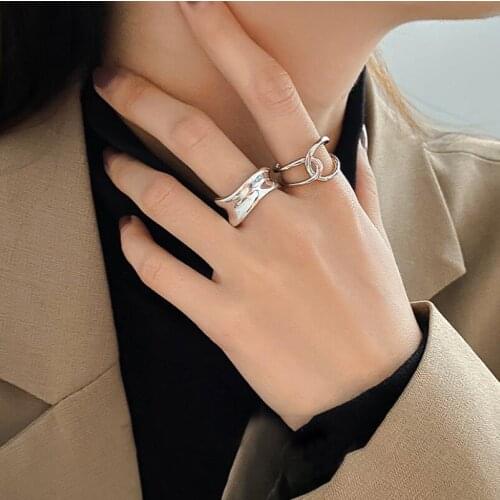 Hollow Out Resizable Rings Set for Women Bands Wedding Jewelry Hip-hop rock Metal Copper Round 2020 New Geometric Christmas Gift