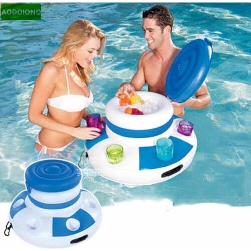 Inflatable Ice Bucket Bag Swimming Pool Float PVC Plastic Water Play Drink Bottle Cup Holder Pool Party Floating