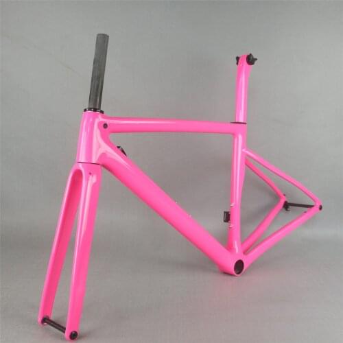 New custom pink paint PF30 troay carbon fiber T800 Disc brake 700X28C carbon road frame TT-X19