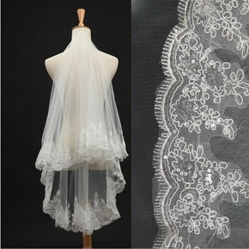New Wedding Accessories One Layer lace Edge Crocheted White Ivory Bridal Veil