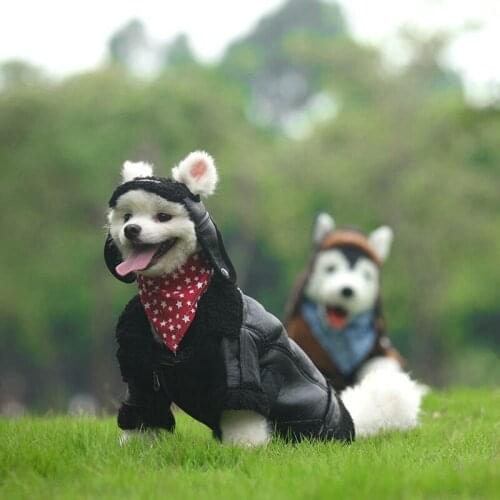 Dog Clothes Warm Accessories Leather Velvet Outfits Dogs Thickened Apparel Coat With Zipper