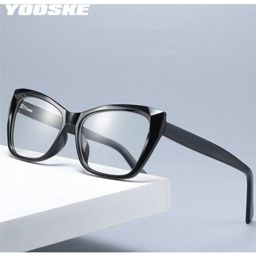 YOOSKE Anti Blue Light Glasses Frames Women TR90 Eyeglasses Clear Optical Frame Computer Glasses Goggles With Pouch Cloth