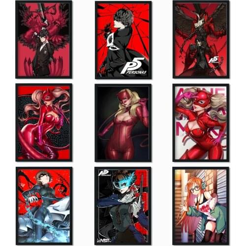 Persona 5 Poster P5 Game Ren Amamiya Akira Kurusu Poster Canvas Painting Wall Art Posters Prints Pictures Kids Home Decoration