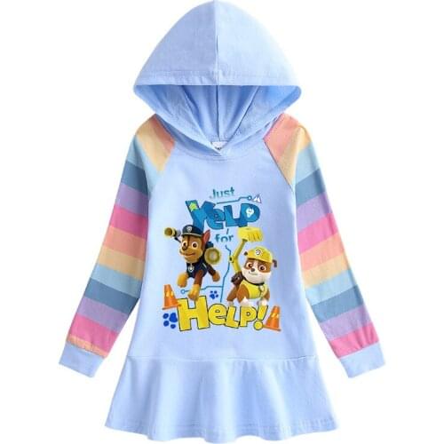 PAW PATROL Hooded Sweater Dress Girls Hoodies Pullover Cartoon Printing Cartoon Game Cotton Casual Women Dress Gifts