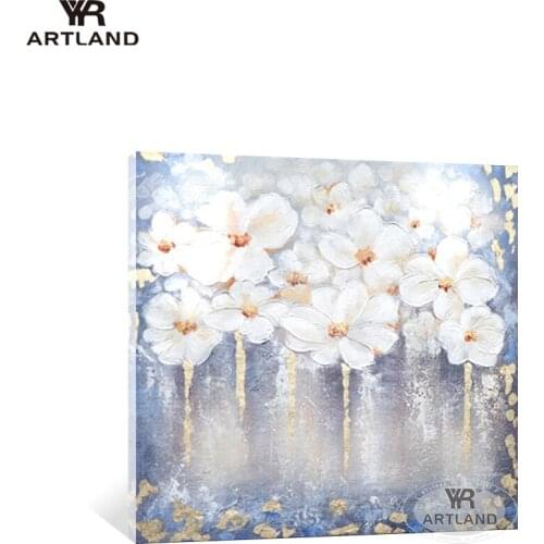 Wedding wall decoration beautiful art Handmade oil painting on canvas white flowers home decor wall picture for living room