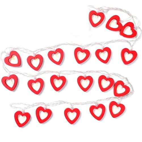 LED Light Warm Red Heart Shaped Light String Light Decoration Suitable for Valentines Day Wedding Garden Bedroom RERI88
