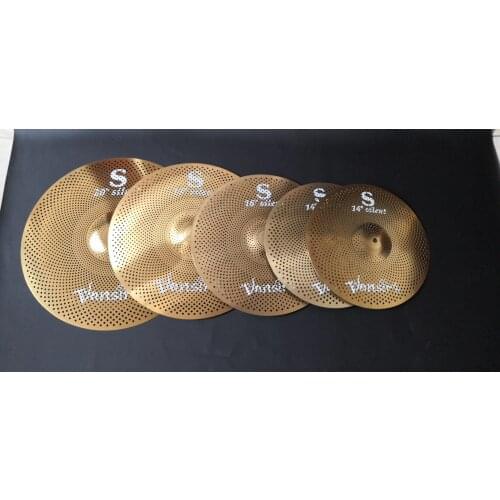 Vansir Cymbal 4 Pieces Low Volume Cymbal Set 14" Hi-hat + 16" +20"Ride+Bag silent mute cymbal for practice