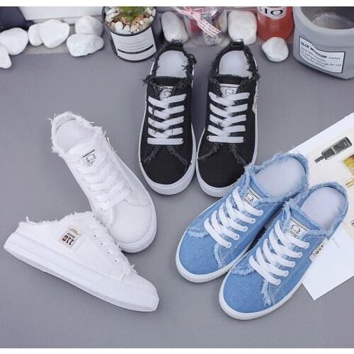 Denim Flat Canvas Shoes Women 2021 Spring Summer Slip on Loafers Ladies Comfortable Student Lace-up Walking Shoes Zapatos Mujer