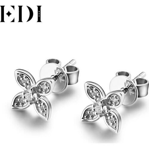 EDI Genuine Natural Real Diamond H/SI Wedding Earrings For Women Star Shape 14k White Gold Stud Earrings For Women Fine Jewelry