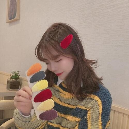 1-2Pcs/Lot Winter Shiny Color Velet Fabric Waterdrop Shape Hairclips Hairpins Barrettes For Girls Women Fashion Hair Accessories