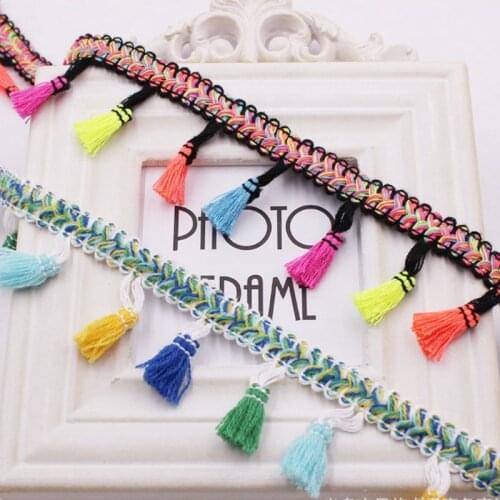 1Yards/Lot Tassel Fringe Lace Ribbon Lace Trim Embroidery Lace Fabric Sewing Garment Curtain Clothing Crafts Materials Accessory