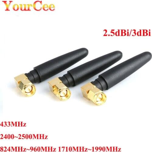 5pcs GSM GPS Wireless Antenna Omni 50mm Radio Antenna SMA Male Right Angle 2.5dBi 3dBi Gain 433-2500MHz Modem External Antenna