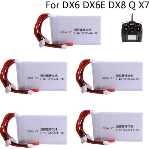 Battery for Taranis Q X7 Dx6e Dx6 Transmitter DX8 RC Spare Part 2S 7.4V 2200mah lipo Battery Pack toys accessory 1-10PCS