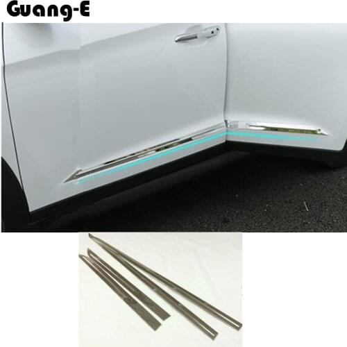 Car Cover Detector Stainless Steel Side Door Body Trim Stick Frame Strip Molding Part For Hyundai Tucson 2015 2016 2017 2018
