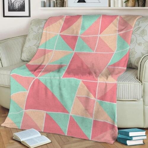 Abstract Geometric Pattern 3D Printed Velvet Plush Throw Fleece Blanket Bedspread Sherpa Blanket Home Decora