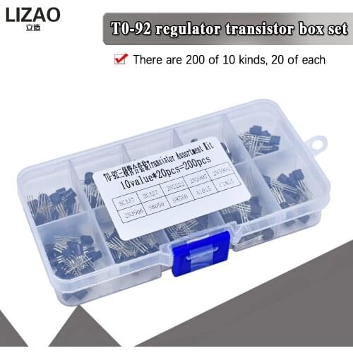 BC337 BC327 2N2222 2N2907 2N3904 2N3906 S8050 S8550 A1015 C1815 10Values*20pcs=200/set Transistors Box Pack Transistor kit TO-92