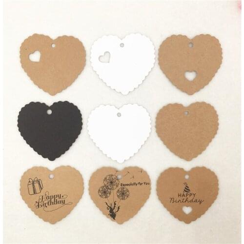 6.5x5cm 50Pcs/Lot Heart Shaped White Black Brown Blank Paper Tags Baby Bathing Product Price Labels Garment Note Card