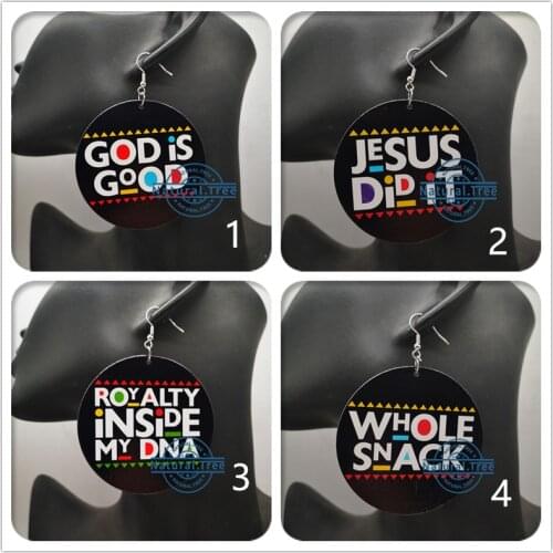 Free Shipping!!God is good Wooden Earrings